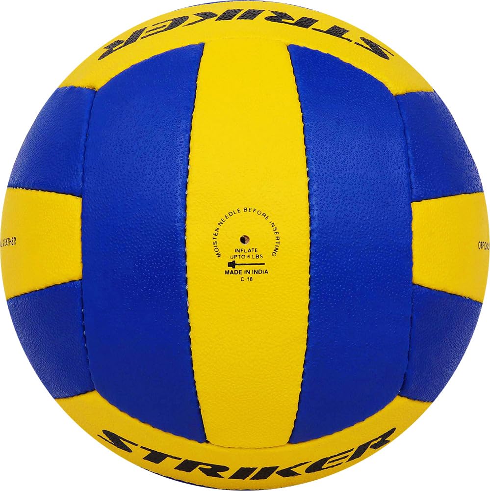 Cosco Striker Volleyball (Size 4, Multicolour) – Hand-Sewn Polyurethane (PU) Synthetic Leather Volleyball with Latex Bladder