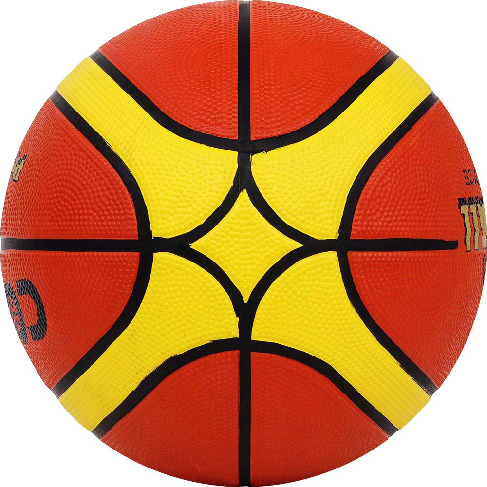 Cosco Premier Basketball (Size 6, Orange & Yellow) – Durable Rubber Moulded Training Basketball with Nylon Winding