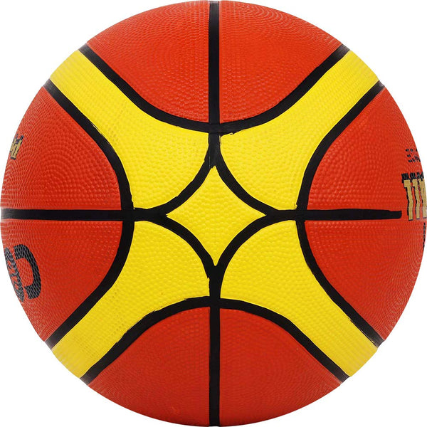 Cosco Premier Basketball (Size 6, Orange & Yellow) – Durable Rubber Moulded Training Basketball with Nylon Winding