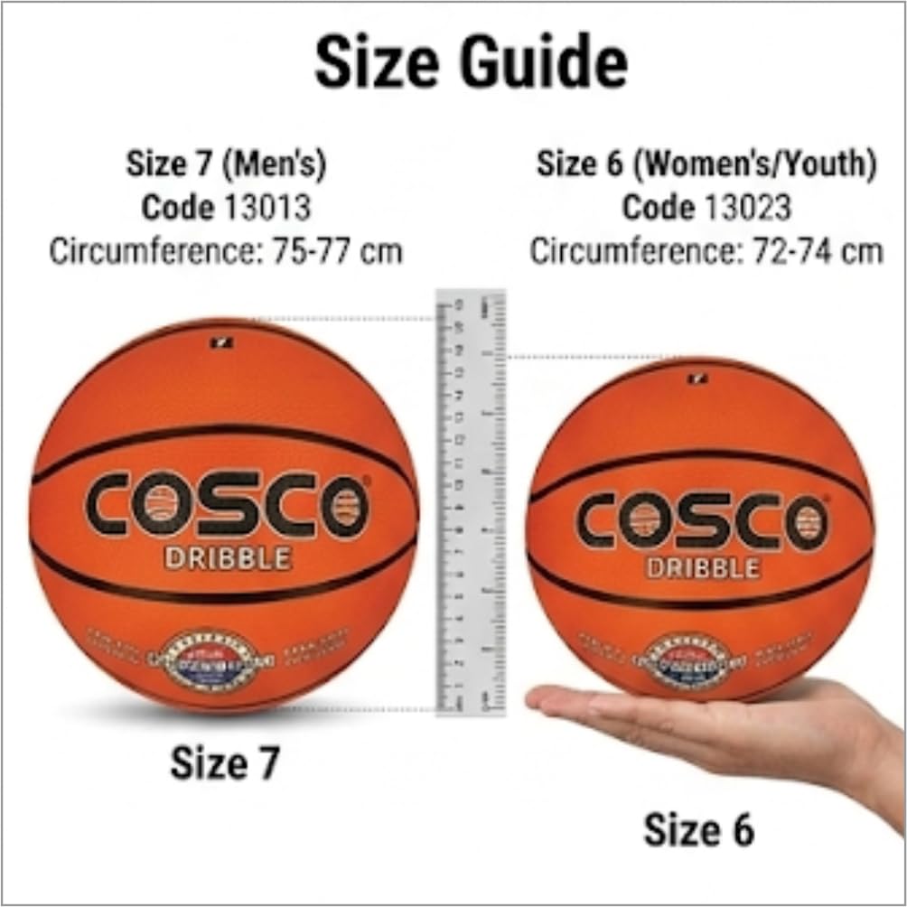Cosco Nylon Dribble Rubber Basketball (Size 7, Orange) | Durable Waterproof Outdoor Basketball