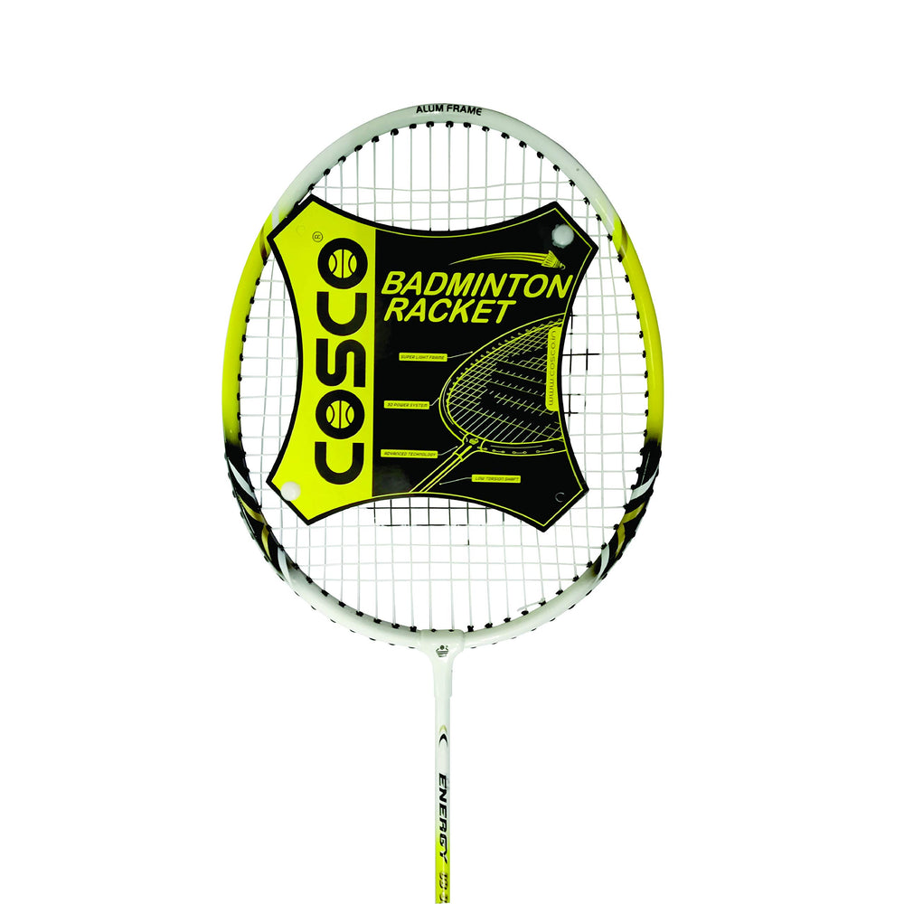 Cosco CB-90 Alloy Steel Strung Badminton Racquet (White/Yellow) | Lightweight Beginner Racquet with Free Head Cover - Best Price online Prokicksports.com