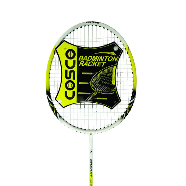 Cosco CB-90 Alloy Steel Strung Badminton Racquet (White/Yellow) | Lightweight Beginner Racquet with Free Head Cover