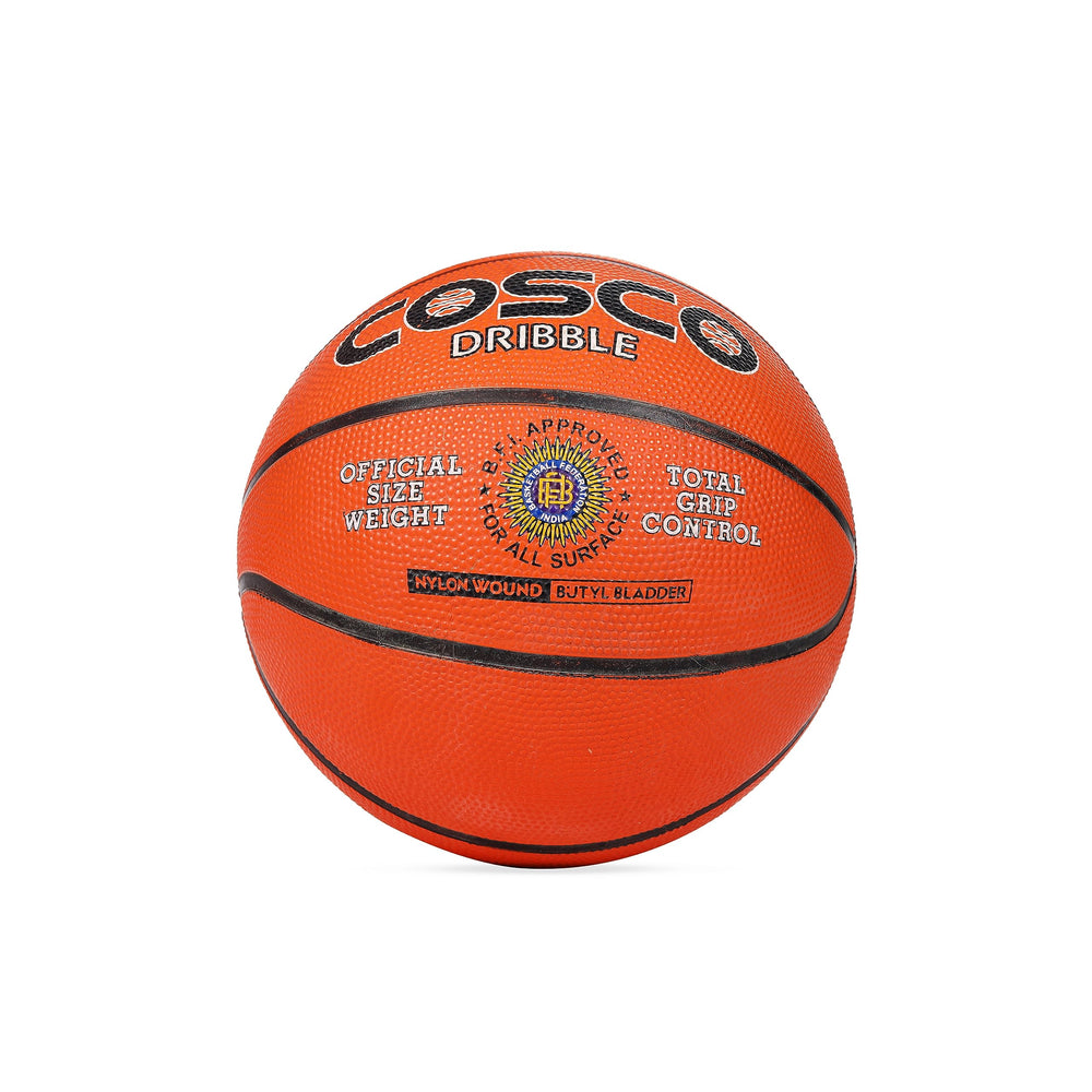 Cosco Basketball Dribble (Size 6, Orange) – All-Weather Rubber Training Basketball with Deep Channel Grip