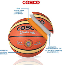 Cosco Leather Challenge Basketball (Size 7, Orange) – Composite Faux Leather Inflatable Basketball with Nylon Winding
