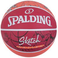 Spalding Sketch Series Dribble Outdoor Synthetic Rubber Basketball (Size 7, Red-Orange/Crack)
