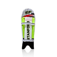 SF Club Wicket Keeping Legguards | White and Lime Lightweight High Density Foam Pads