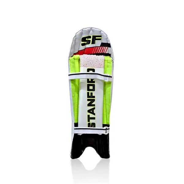 SF Club Wicket Keeping Legguards | White and Lime Lightweight High Density Foam Pads
