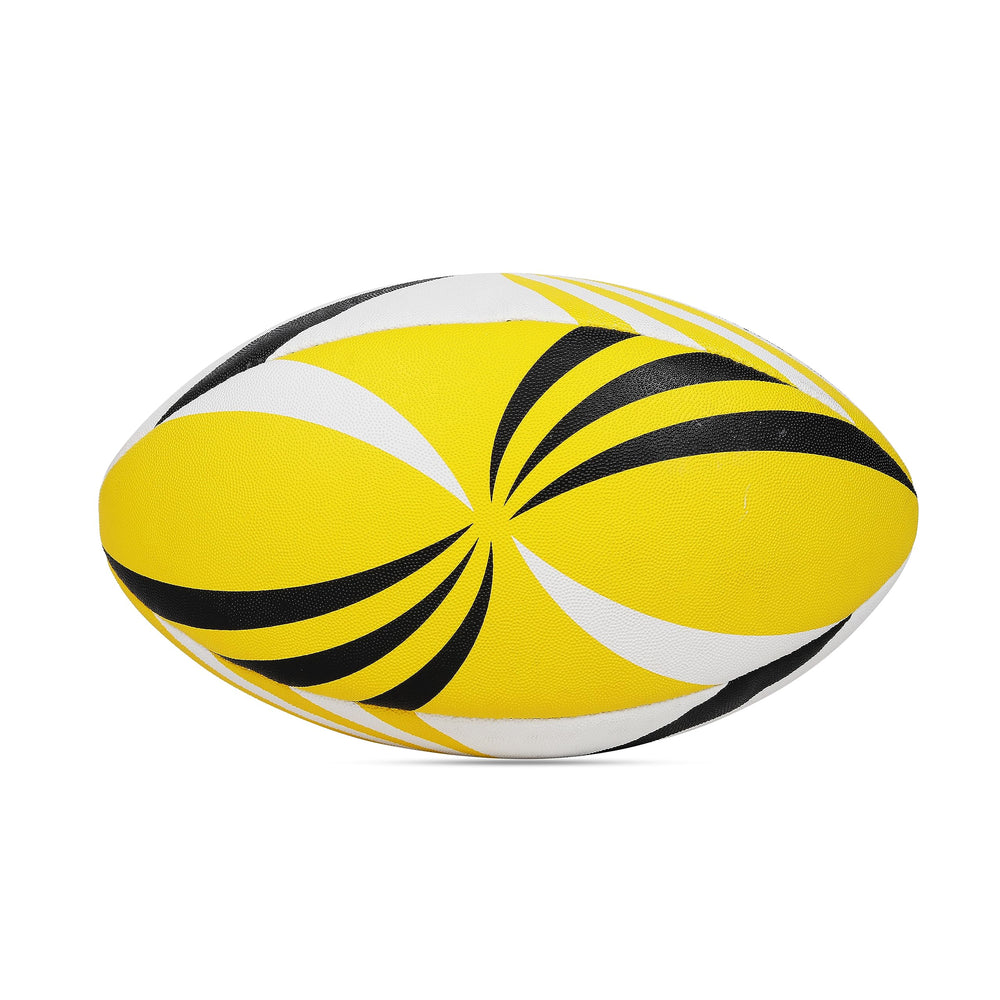 Cosco Synthetic Rugby Ball (Size 5, Yellow/White/Black) – Hand-Stitched Synthetic Rubber Rugby Ball with Latex Bladder