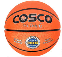 Cosco Hi-Grip Rubber Basketball (Size 6, Multicolour) – Nylon-Wound Moulded Basketball with Butyl Bladder
