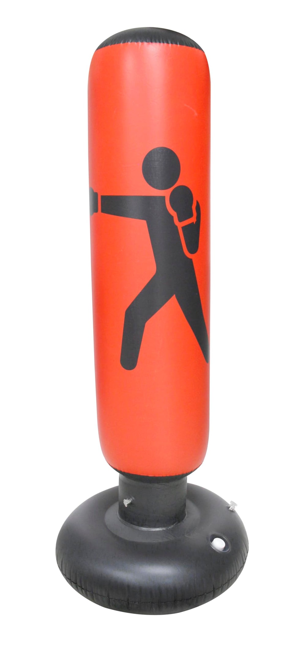 Invincible Inflatable Free Standing Punching Bag (Black & Red, 750g) – Kids Martial Arts & Boxing Training Bag with Base & Air Pump