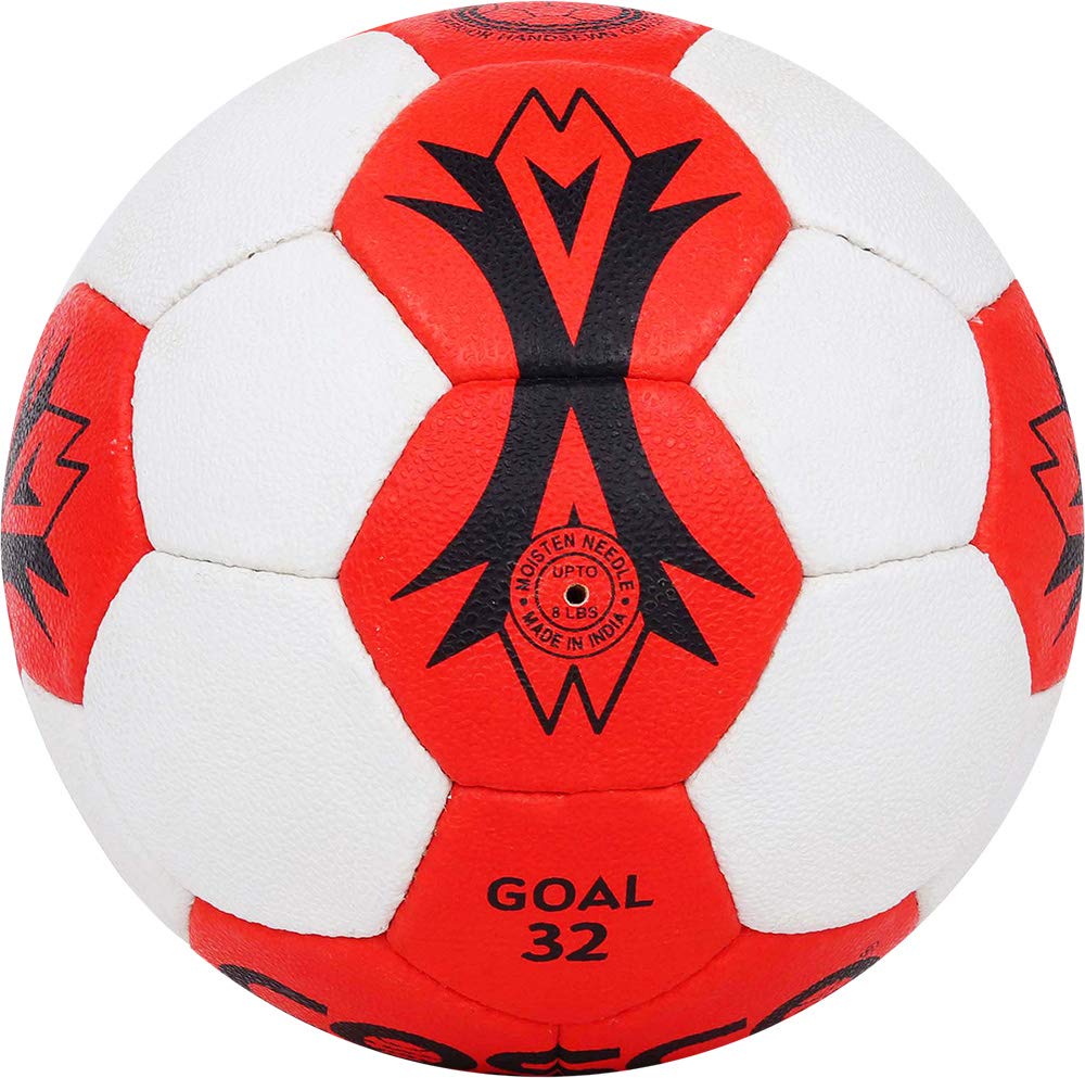 Cosco Goal 32 Men's Handball (Size 3, Red) – Composite Synthetic Leather Hand-Sewn Handball with Cosflex High Grip