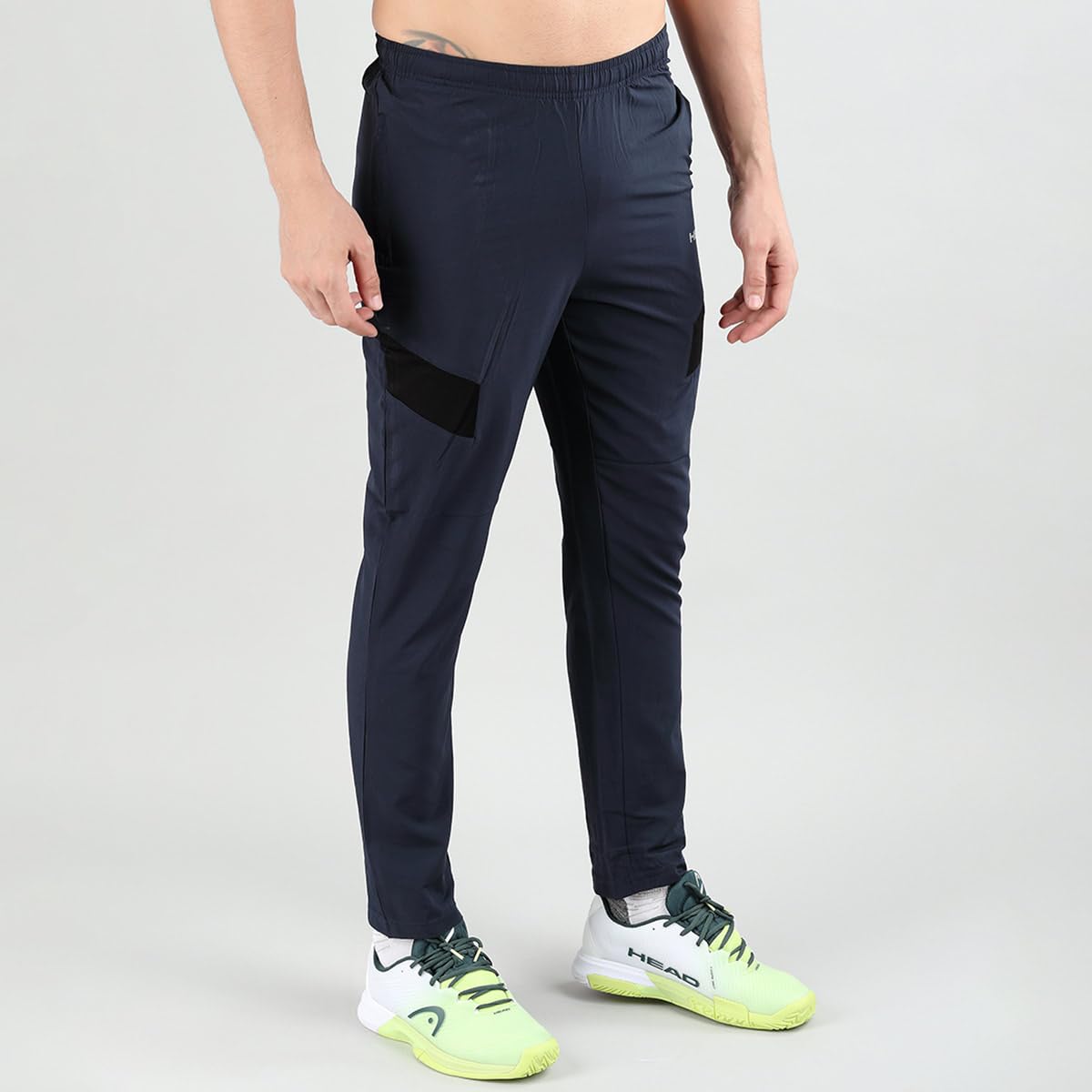 HEAD HML-1001 Men's Polyester Trackpants (Navy) | Lightweight Moisture-Wicking Performance Bottoms