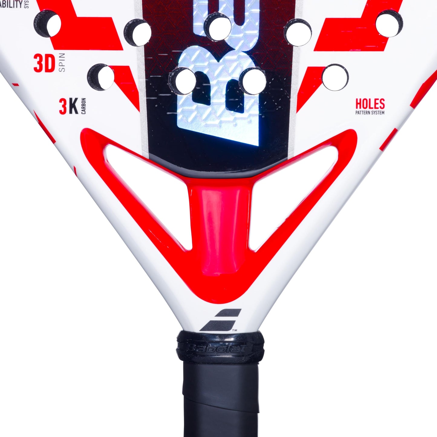Babolat Technical Viper Juan Lebrón Padel Racquet White/Red | 3K Carbon Diamond Paddle with Dynamic Stability System & 3D Spin