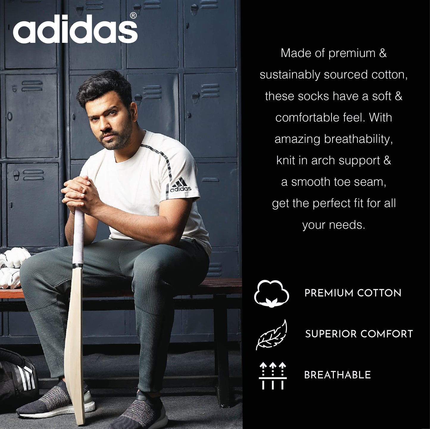 Adidas Cushioned Sportswear Ankle Length Socks - 3 Pairs (Ad-7093, White) | Premium Breathable Cotton Athletic Socks | M | (Classic White)