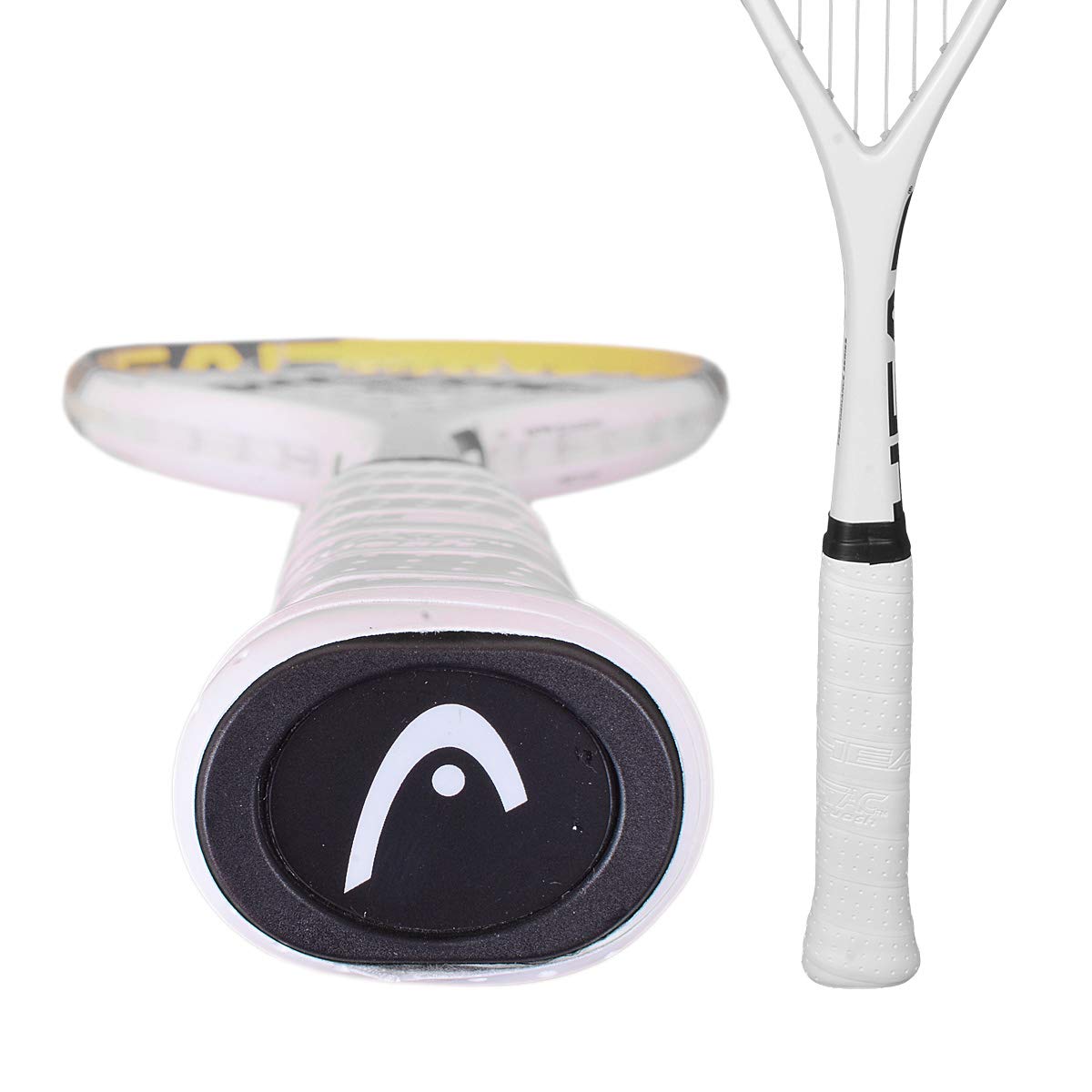 HEAD Microgel Graphite Squash Racquet | Head-Heavy Teardrop Power Frame with Microgel Technology (White/Lemon Yellow)