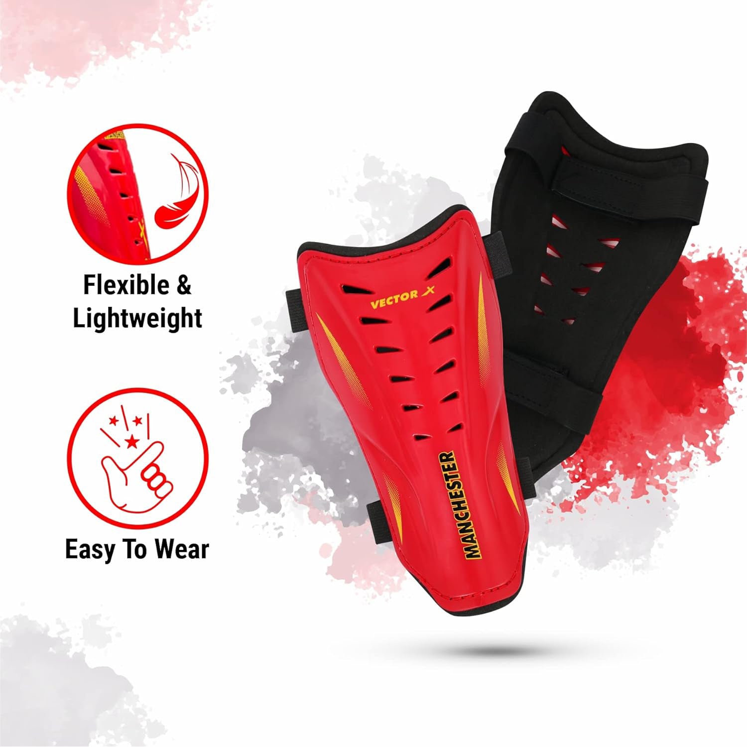 Vector X Manchester Shinguard with Stockings for Men & Women, Knee High Length, Strong Grip Fit, Impact Protection, Ideal for Football Training & Match - Best Price online Prokicksports.com