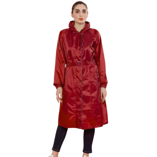Zeel WKL 10 Women’s Full-Length Waterproof Raincoat Knee-to-Calf Hooded Coat with Sealed Seams, Drawstring Waist & Reflective Back Lightweight