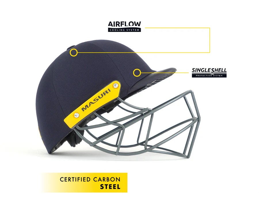 Masuri C Line Plus Steel Cricket Helmet Navy Blue | Enhanced Protection & Comfort | Professional Lightweight Steel Grill Cricket Headgear - Best Price online Prokicksports.com