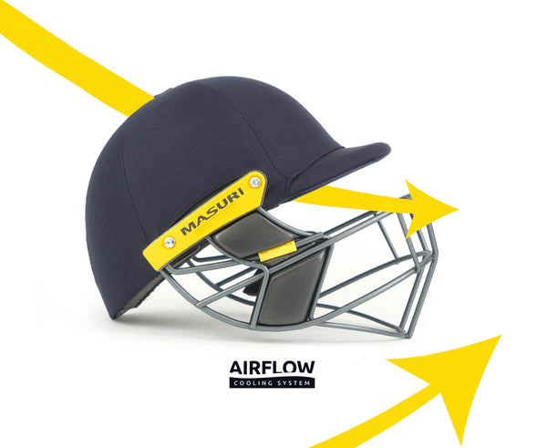 Masuri T Line Titanium Cricket Helmet Navy Blue | Ultra-Light Professional Helmet | Titanium Grill | Elite Cricket Head Protection Gear