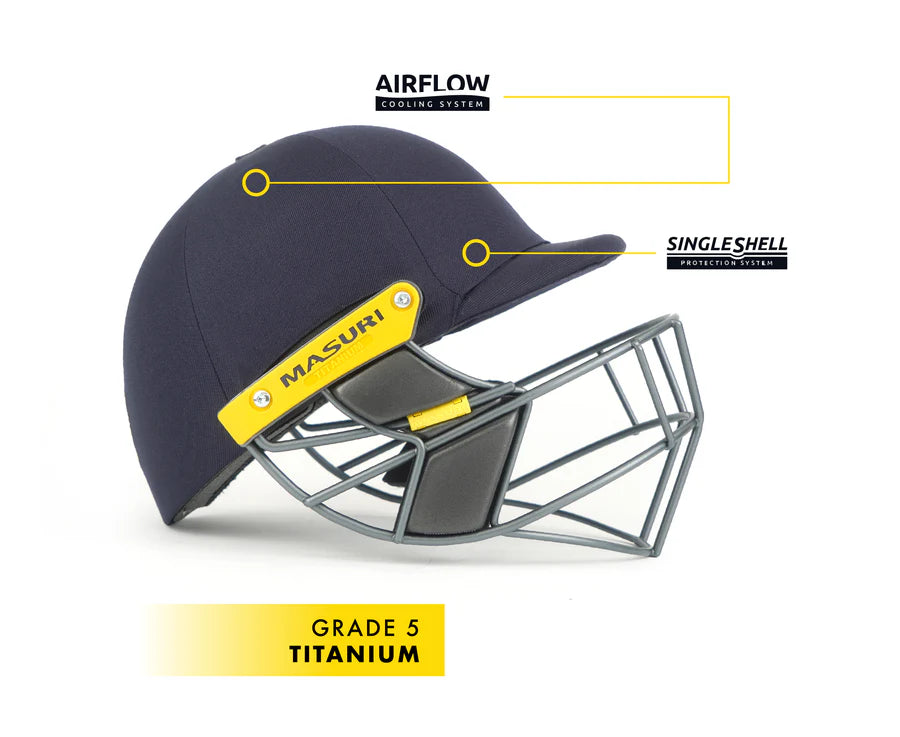 Masuri T Line Titanium Cricket Helmet Navy Blue | Ultra-Light Professional Helmet | Titanium Grill | Elite Cricket Head Protection Gear - Best Price online Prokicksports.com