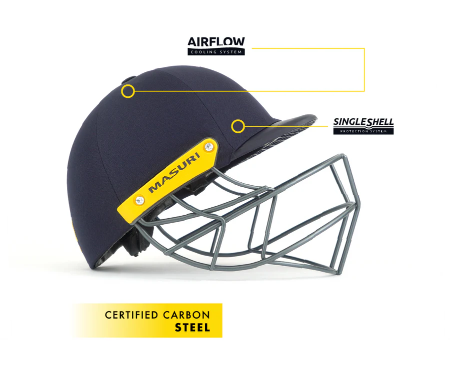 Masuri T Line Steel Cricket Helmet - Navy Blue | Professional Grade Head Protection | Lightweight & Comfortable Design for Players - Best Price online Prokicksports.com