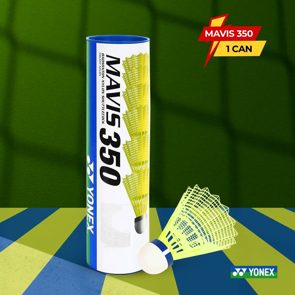 Yonex Mavis 350 Nylon Badminton Shuttlecock Blue Cap - 1 Can (Yellow)