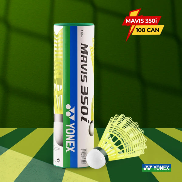 Yonex Mavis 350i Badminton Nylon Shuttlecock - 100 Cans (Green Cap - Yellow)
