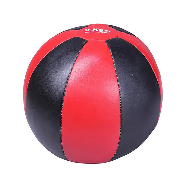 USI Universal Leather Medicine Ball 736SL8 – Heavy-Duty Fitness Ball for Strength Training & Core Workouts (Red/Black)