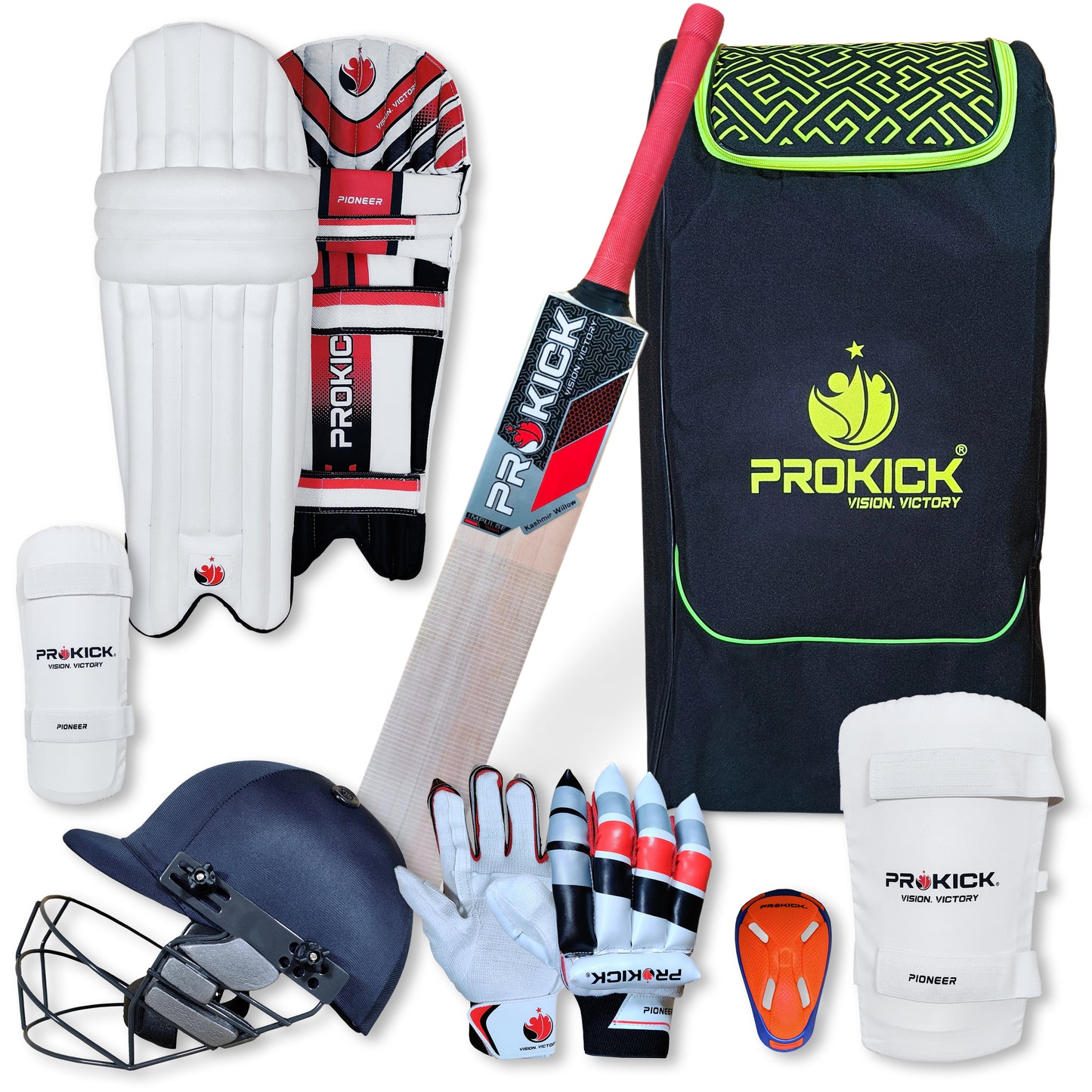 Prokick Megakit Kashmir Willow Full Cricket Kit with Helmet - Best Price online Prokicksports.com