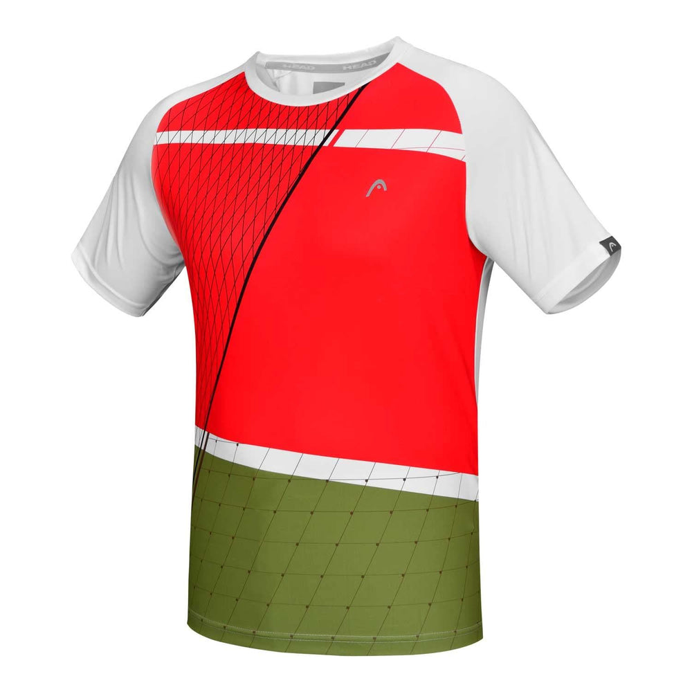 HEAD HCD‑362 Men’s Round‑Neck Sports T‑Shirt – Moisture‑Wicking Polyester Interlock, Raglan Sleeves, Digital Print (Red) - Best Price online Prokicksports.com