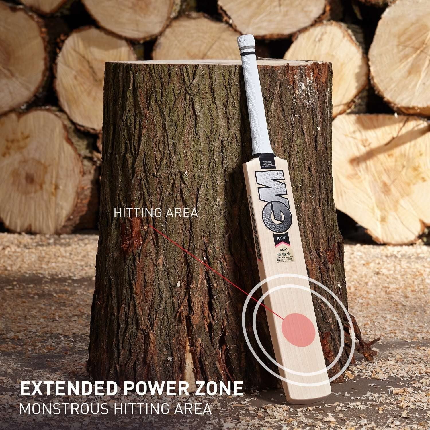 GM Icon 606 English Willow Cricket Bat – SH Mens | Grade 3 Willow, Full Profile, L555 Blade, Power Arc Bow | Large Sweet Spot, Treble Spring Cane Handle - Best Price online Prokicksports.com