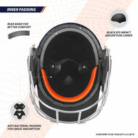 DSC Empra SS Professional Cricket Helmet (Navy) – BSI Approved Impact-Resistant Pro Helmet with Stainless Steel Face Grill &  Fidlock Quick Fasteners