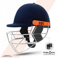 DSC Empra SS Professional Cricket Helmet (Navy) – BSI Approved Impact-Resistant Pro Helmet with Stainless Steel Face Grill &  Fidlock Quick Fasteners