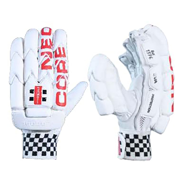 Gray Nicolls Neocore RH Batting Gloves, White/Red – Lightweight Cricket Gloves with Finger Padding, Mesh Ventilation & Superior Bat Grip Comfort