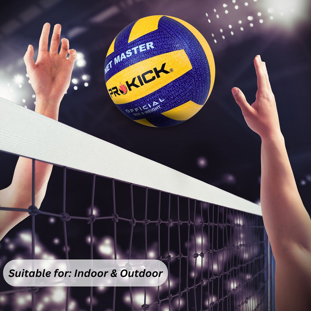 Prokick Net Master PU Pasted 18 Panels Volleyball, Blue/Yellow (Size 4) - Best Price online Prokicksports.com