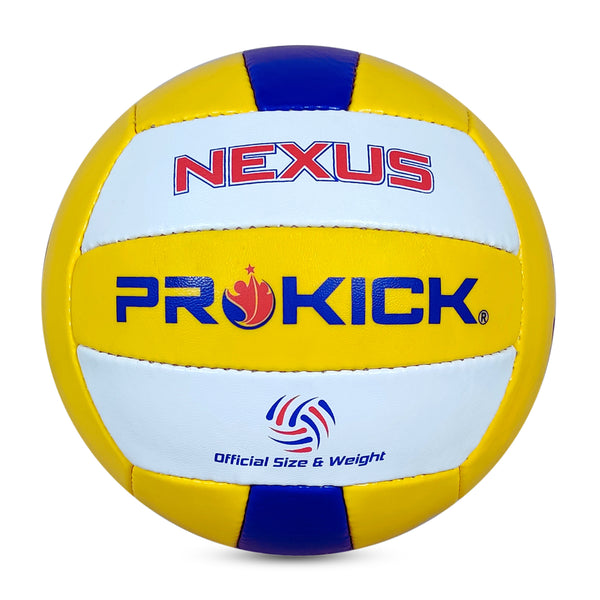 Prokick Nexus Hand Stitched 18-P Volleyball, Yellow/Blue/White (Size 4)