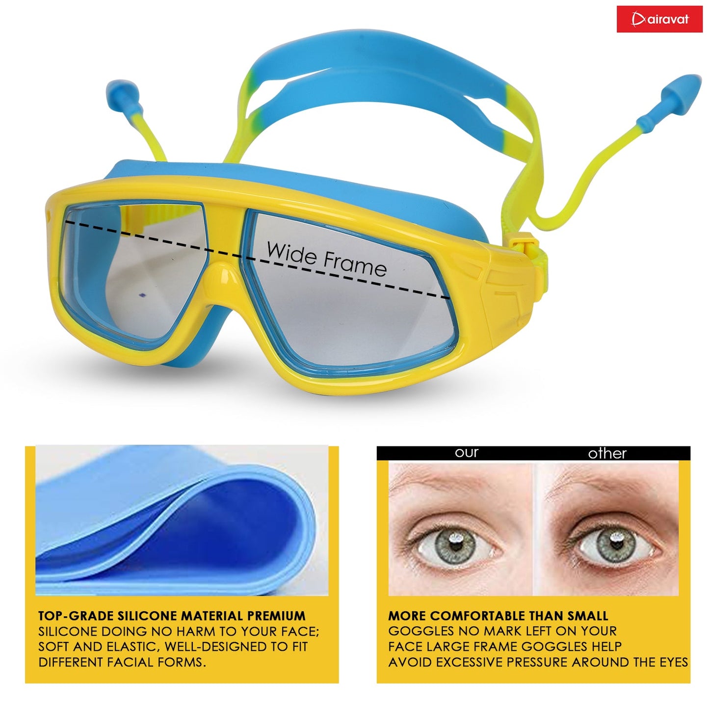 Airavat Otter 1012 Junior Swimming Goggles – Anti-Fog, UV Protection, Leak-Proof Swim Glasses for Kids & Teens - Best Price online Prokicksports.com