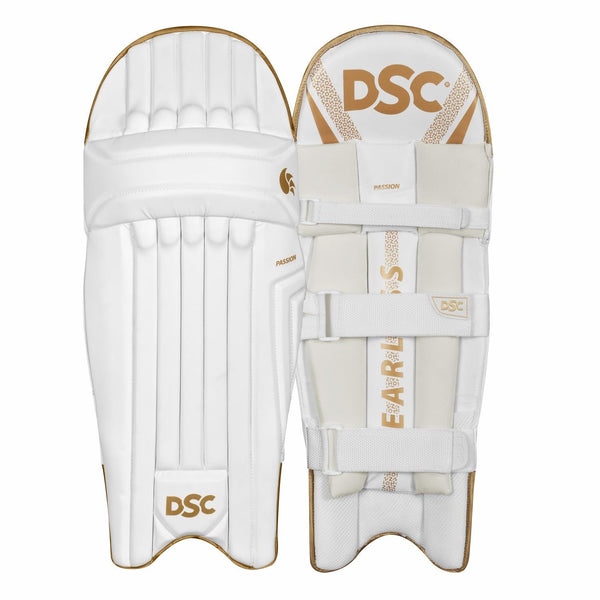 DSC Passion Batting Legguard RH – White/Gold | Men’s Cricket Pad | Lightweight, High-Impact Protection