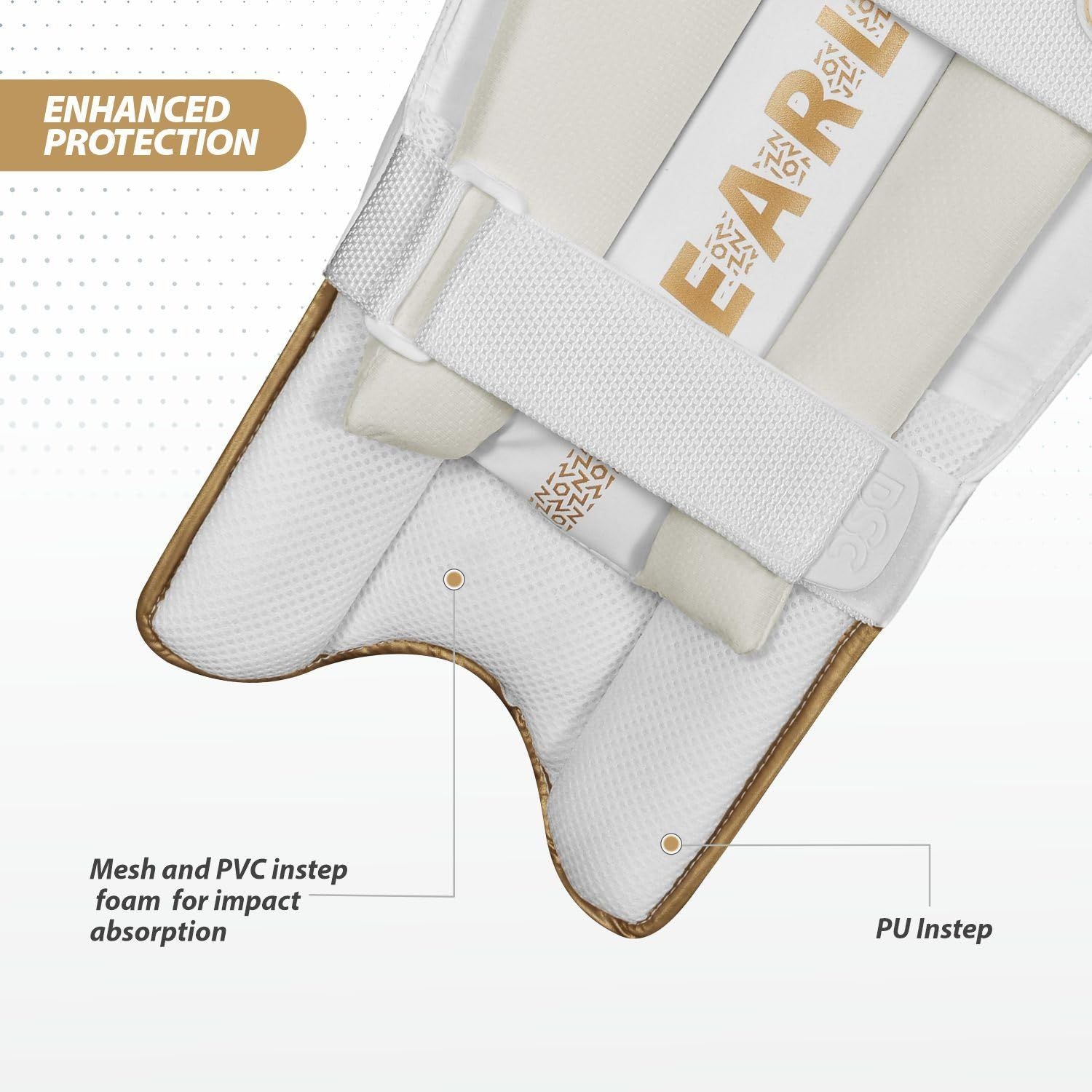 DSC Passion Batting Legguard RH – White/Gold | Men’s Cricket Pad | Lightweight, High-Impact Protection - Best Price online Prokicksports.com