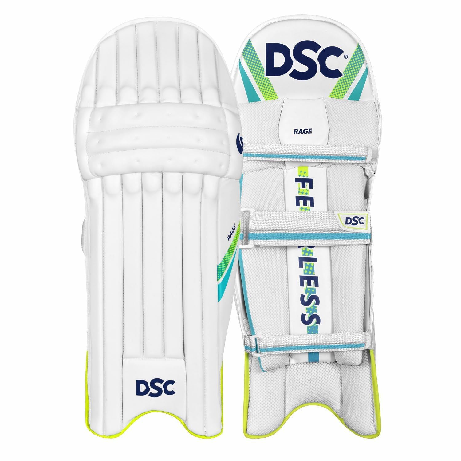 DSC Rage Batting Legguard RH – White/Gold/Black | Men’s Right-Hand Cricket Pads with Superior Protection & Compact Design - Best Price online Prokicksports.com