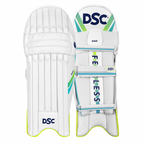 DSC Rage Batting Legguard RH – White/Gold/Black | Men’s Right-Hand Cricket Pads with Superior Protection & Compact Design