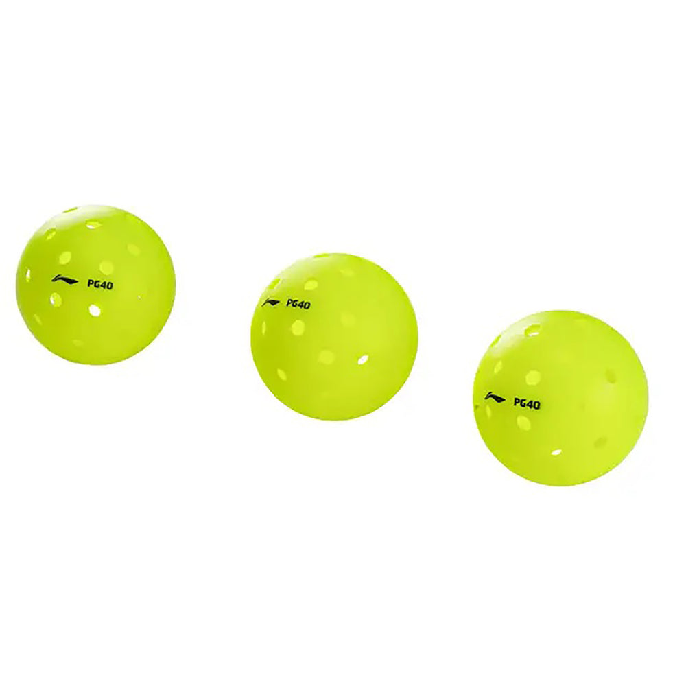 Li-Ning PG 40-Hole Indoor Pickleballs – Acid Lime 3-Pack for Precision Bounce, Durable Play & Superior Visibility – Ideal for Training & Tournaments