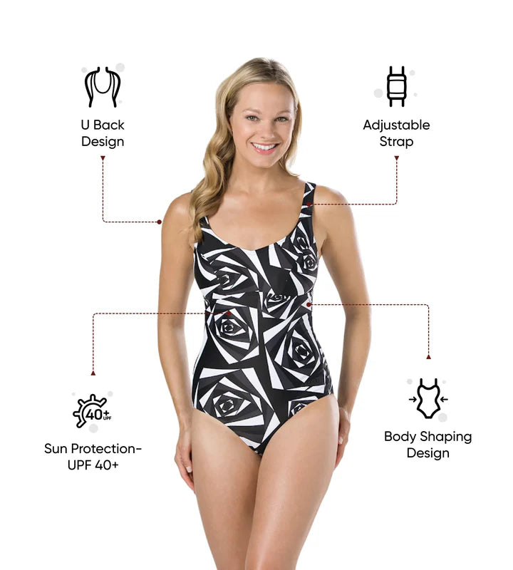 Speedo Women's Endurance 10 Marlena One-Piece Swimsuit - Black & Oxid Grey - Best Price online Prokicksports.com