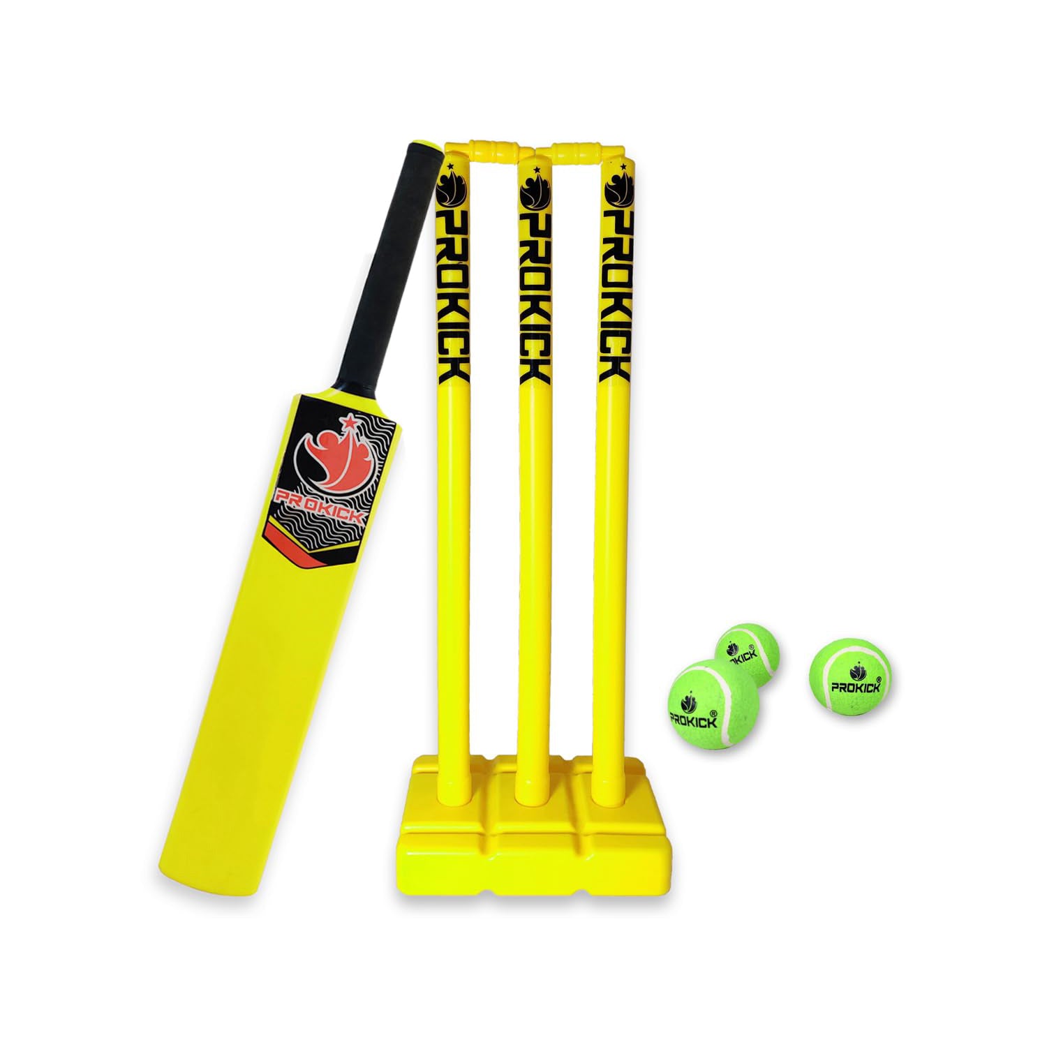 Prokick Plastic Cricket Set for Kids – Lightweight Yellow Cricket Kit with Bat, Ball & Stumps for Outdoor Fun and Beginner Practice - Best Price online Prokicksports.com