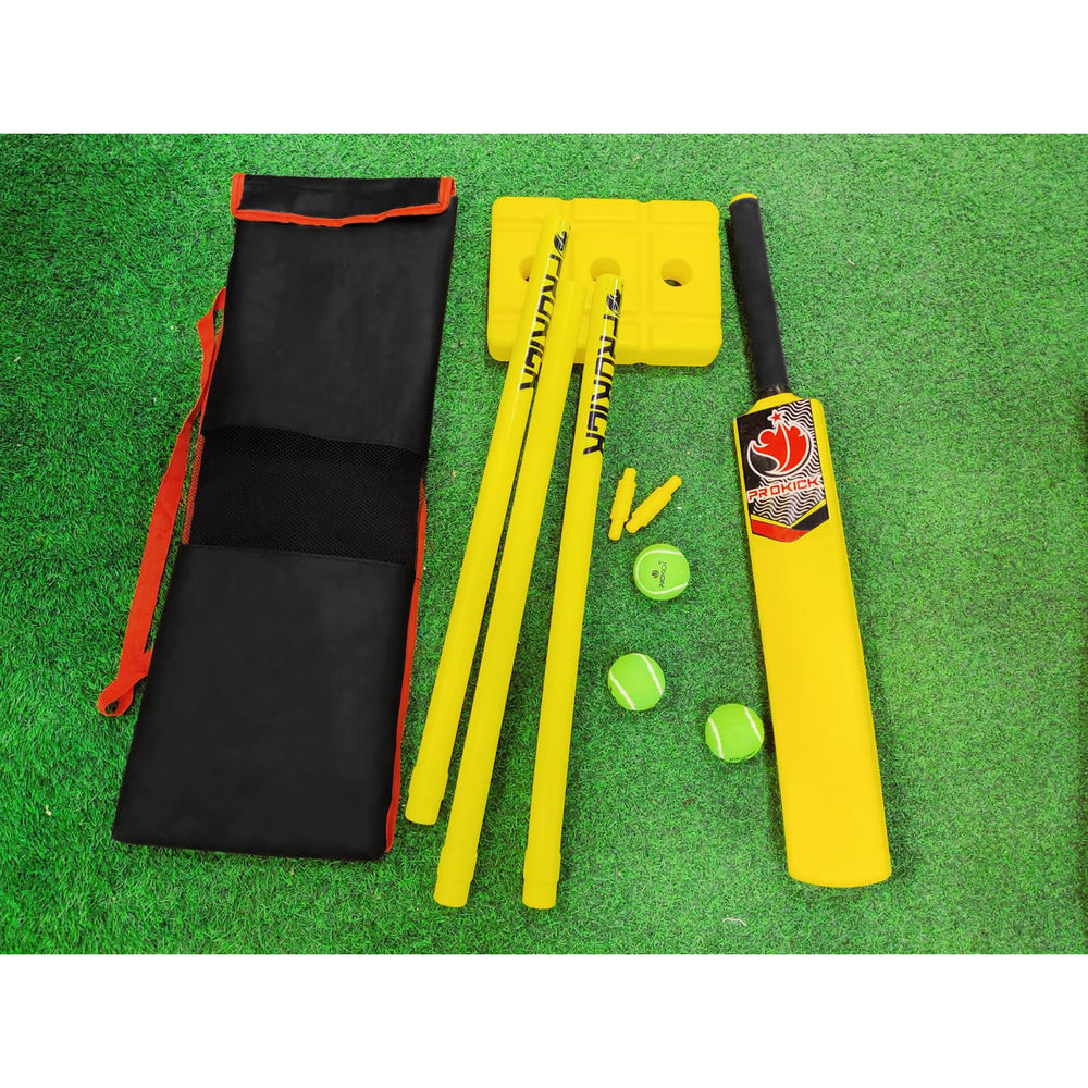 Prokick Plastic Cricket Set for Kids â€“ Lightweight Yellow Cricket Kit with Bat, Ball & Stumps for Outdoor Fun and Beginner Practice - Best Price online Prokicksports.com