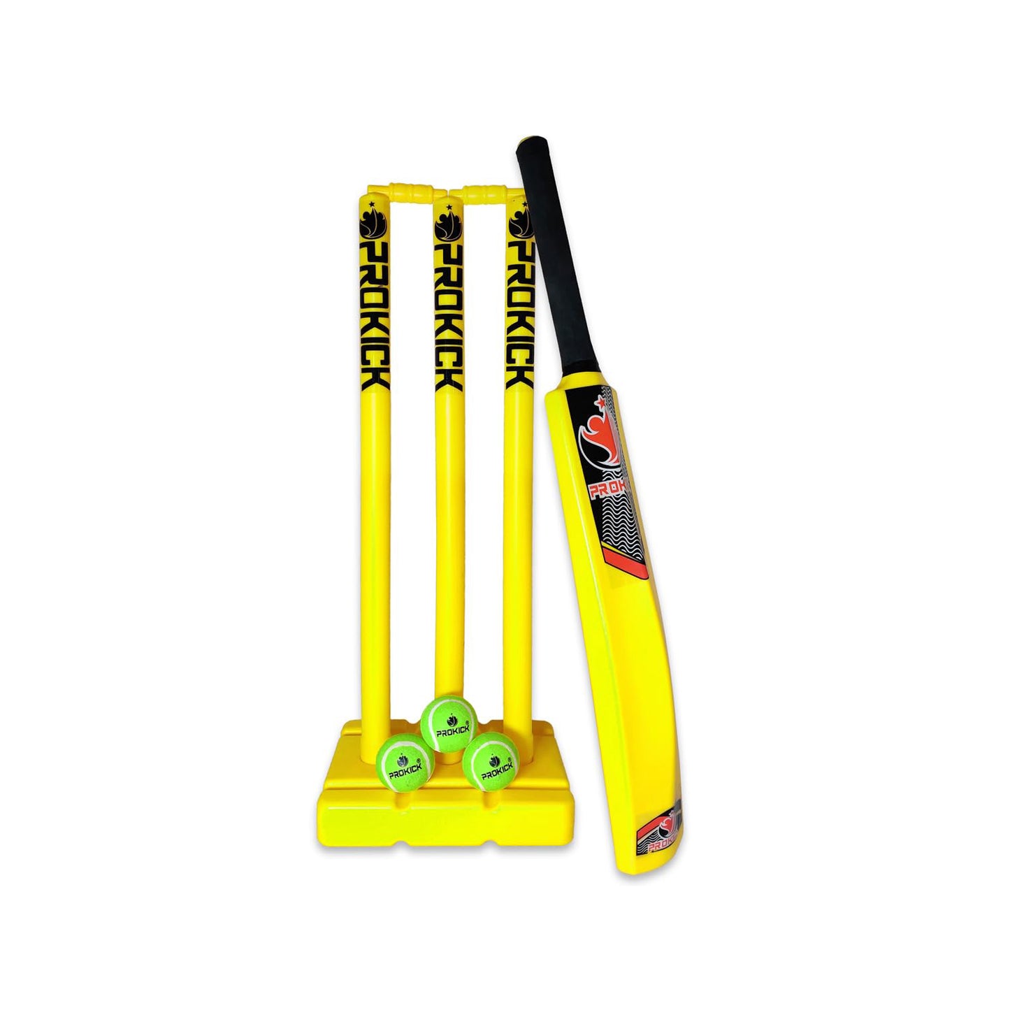 Prokick Plastic Cricket Set for Kids – Lightweight Yellow Cricket Kit with Bat, Ball & Stumps for Outdoor Fun and Beginner Practice - Best Price online Prokicksports.com