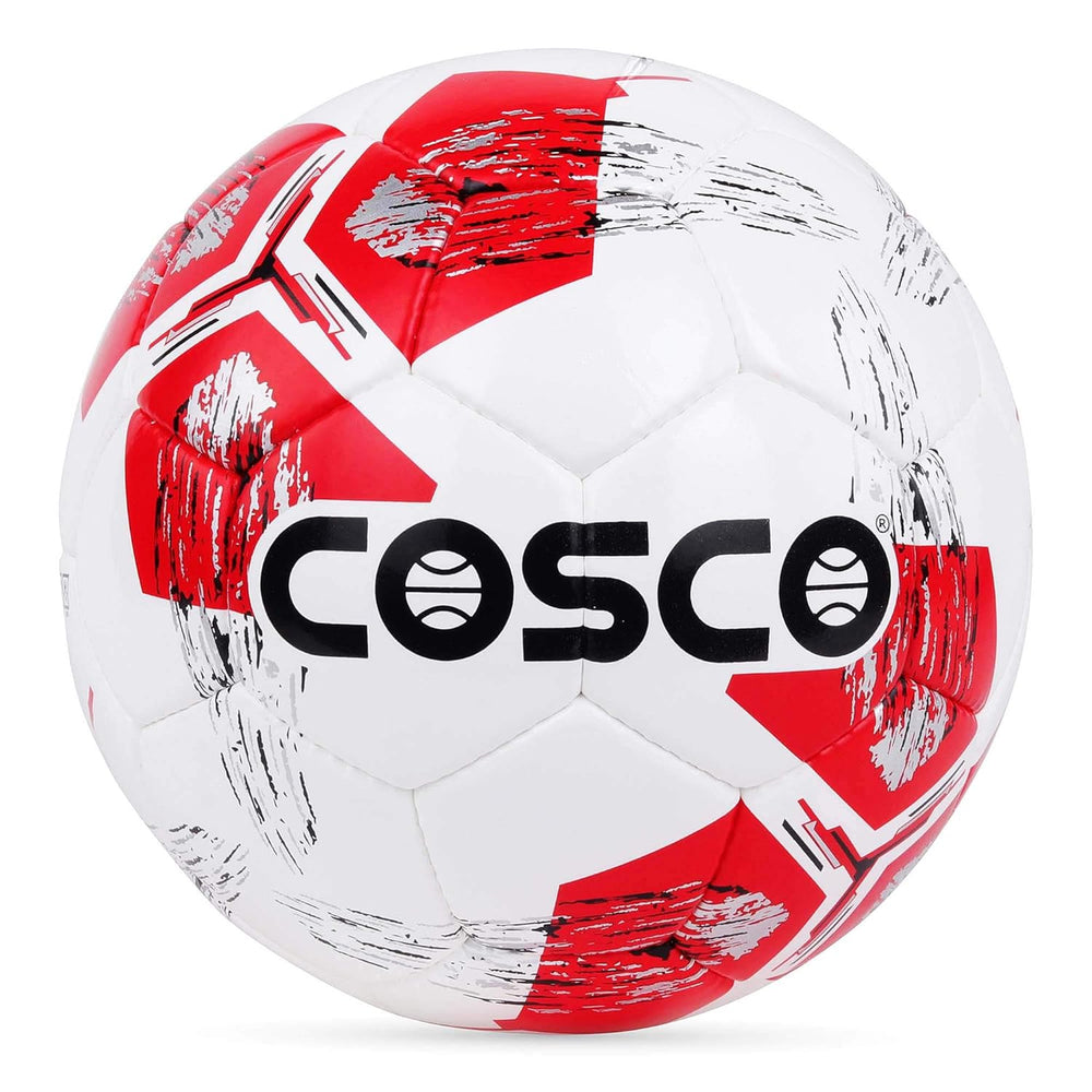 Cosco Platina Football Size 5 – White/Red Machine-Stitched Men’s Training Ball for Outdoor Matches, Coaching, and School-Level Football Practice