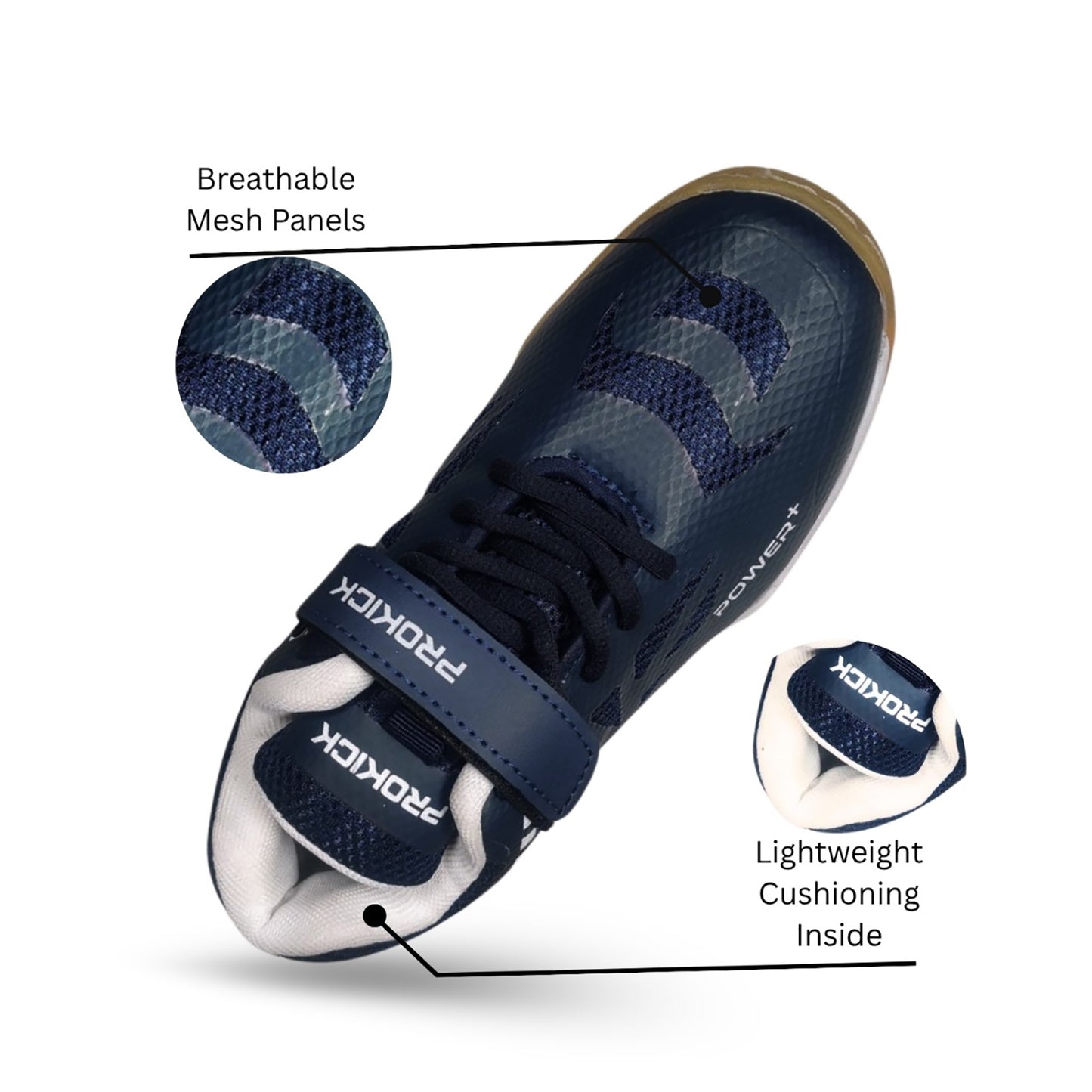 Prokick Powerplus Kid's Badminton Shoes with Strap | Lightweight, Non-Marking Sole, Easy Closure | Ideal for Indoor Sports, Badminton & Training - Best Price online Prokicksports.com