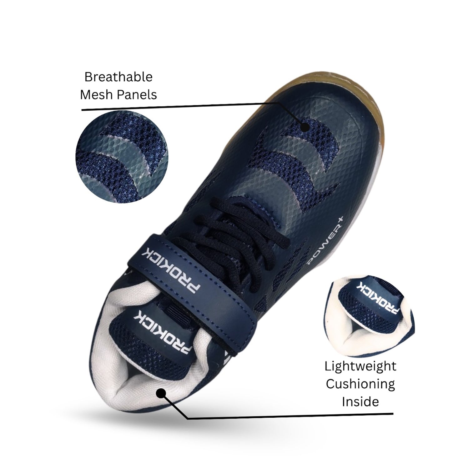 Prokick Powerplus Kid's Badminton Shoes with Strap | Lightweight, Non-Marking Sole, Easy Closure | Ideal for Indoor Sports, Badminton & Training - Best Price online Prokicksports.com