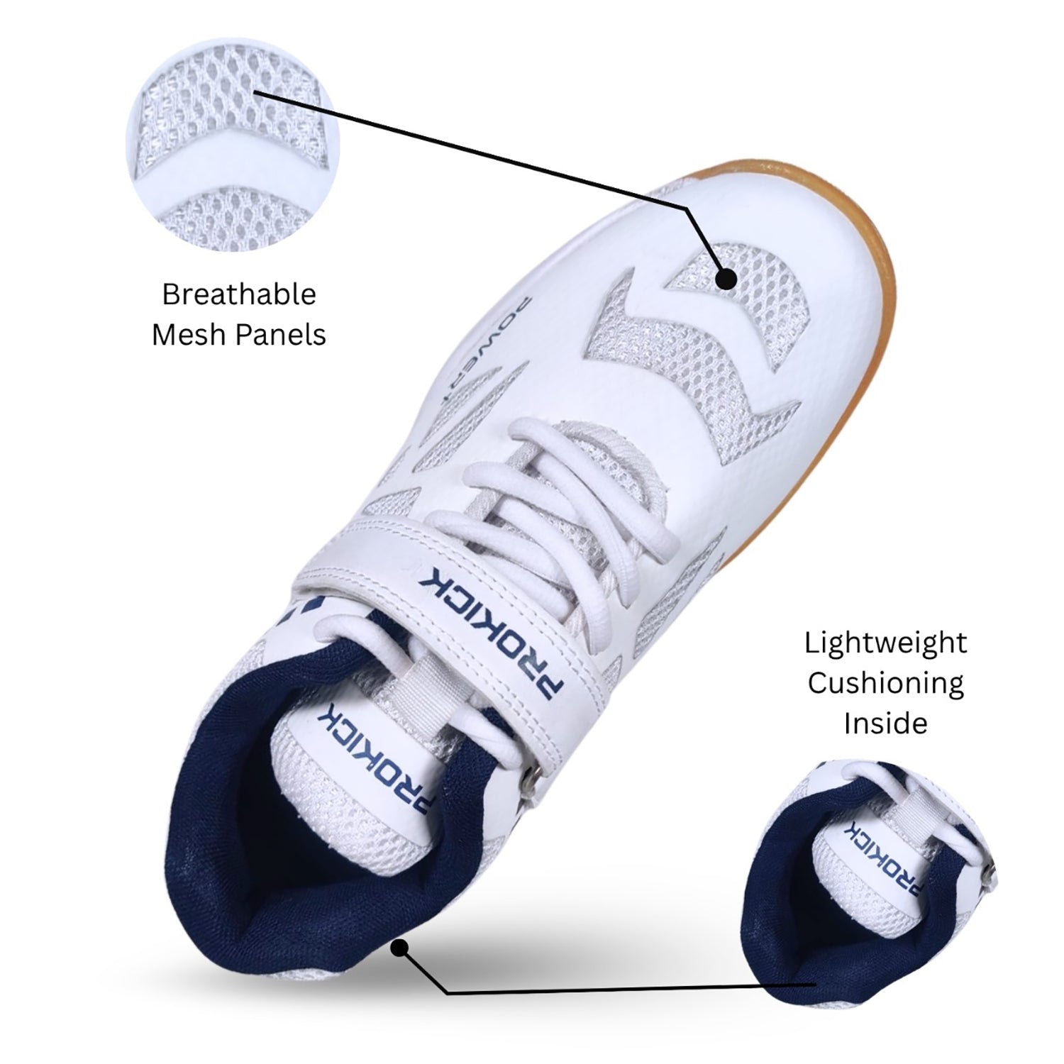 Prokick Powerplus Kid's Badminton Shoes with Strap | Lightweight, Non-Marking Sole, Easy Closure | Ideal for Indoor Sports, Badminton & Training - Best Price online Prokicksports.com